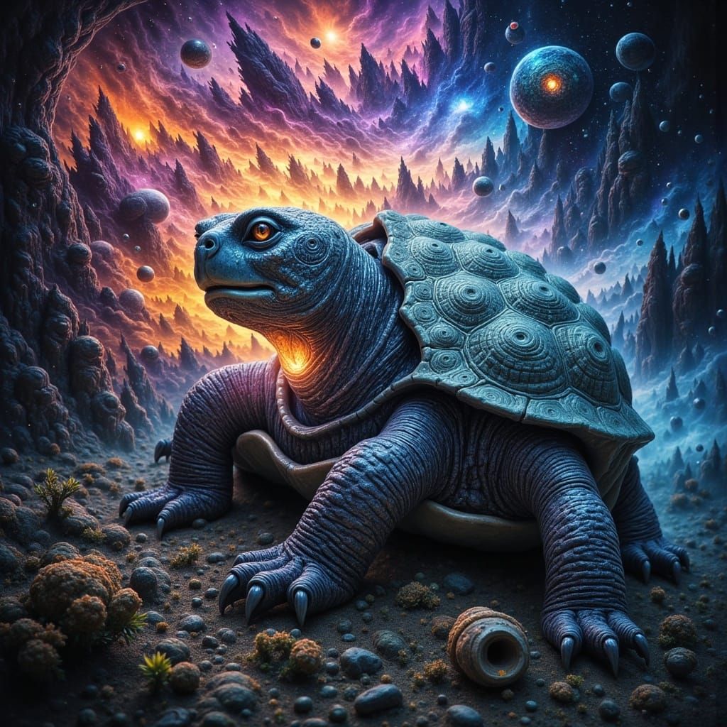 Epic Heroes Clash on a Celestial Turtle's Shell