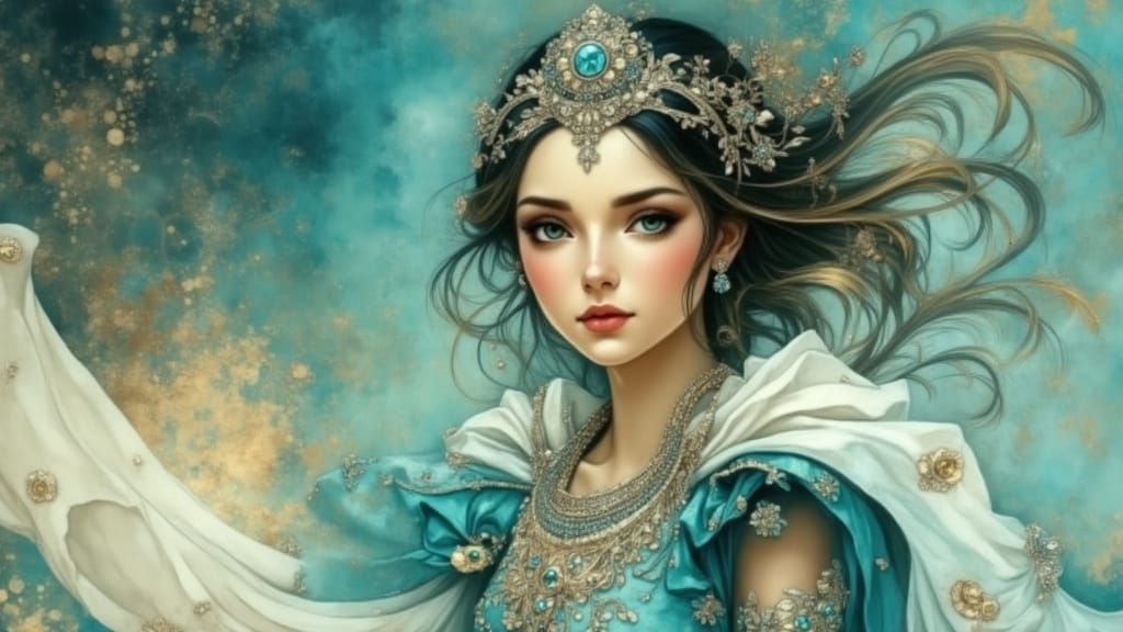 Elegant London Princess in Bright, Playful Oil Painting