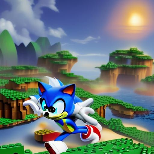 Sonic the Hedgehog as Lego Art