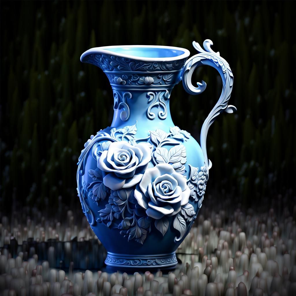 Intricate Rose Carvings on Porcelain Pottery