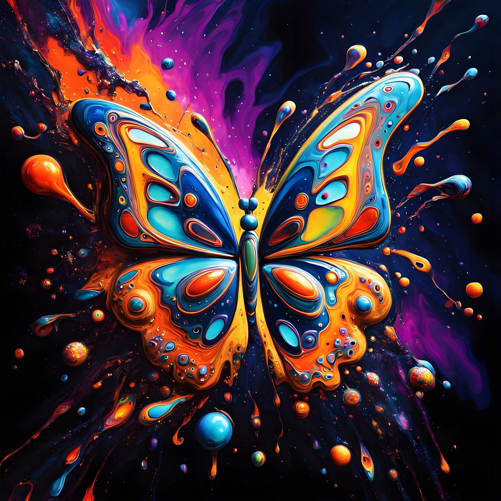 Glowing, Fantastical Space Butterfly