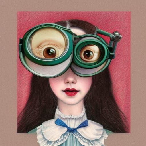 Whimsical Victorian Girl with Goggles