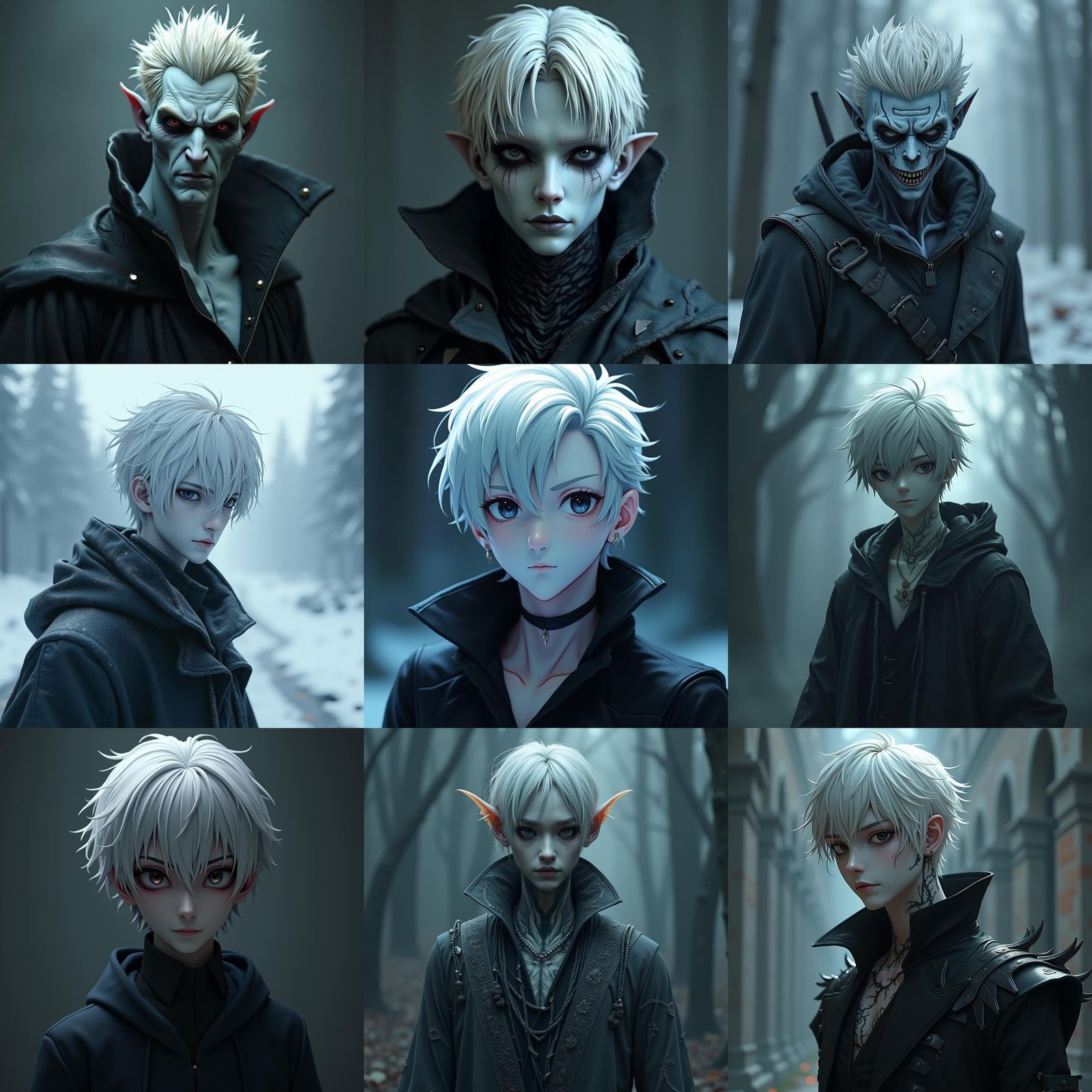 Anime Style Undead Demon with Platinum Hair