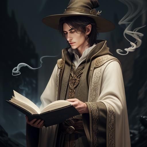 Elf Wizard Cleric with Spell Book, Matte Painting