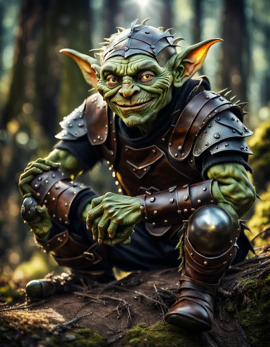 Goblin in Leather Armor with Cunning Smile