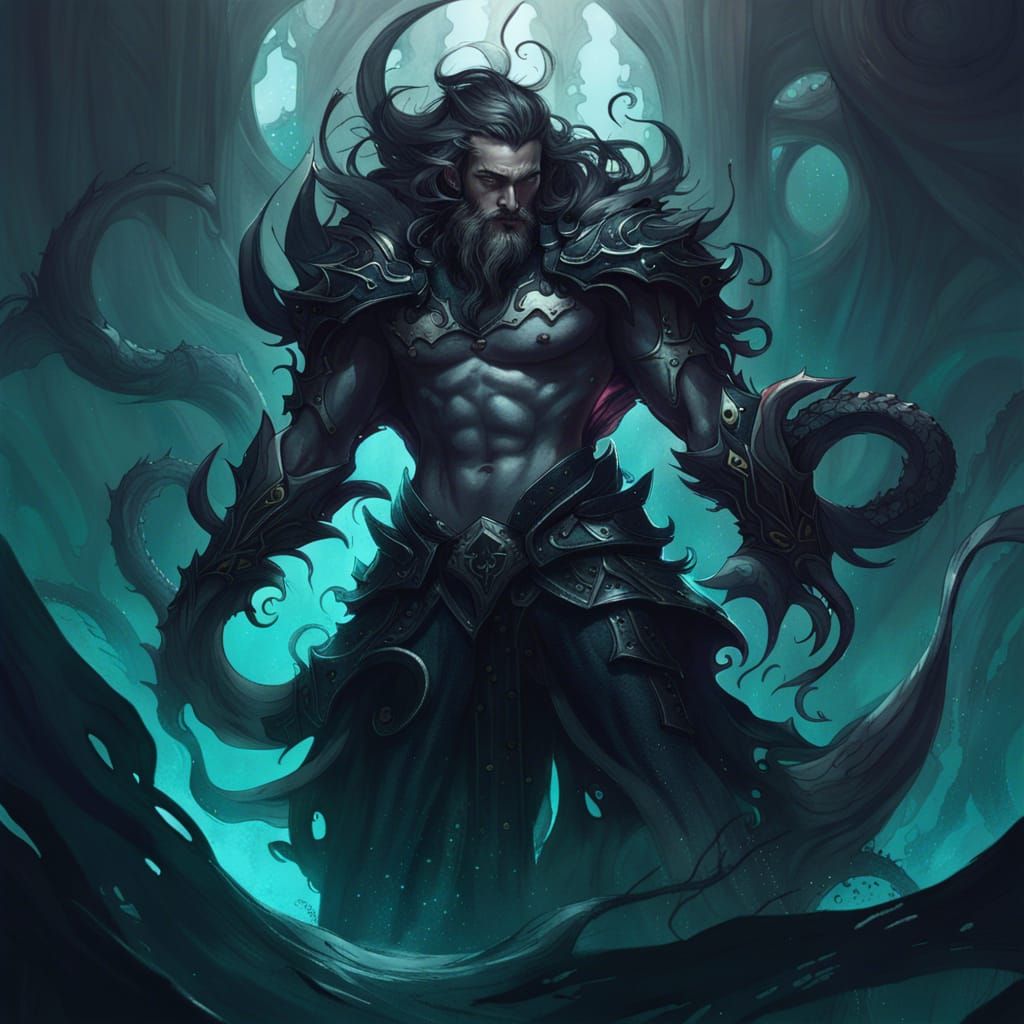 Poseidon in Necromancer Armor with Kraken