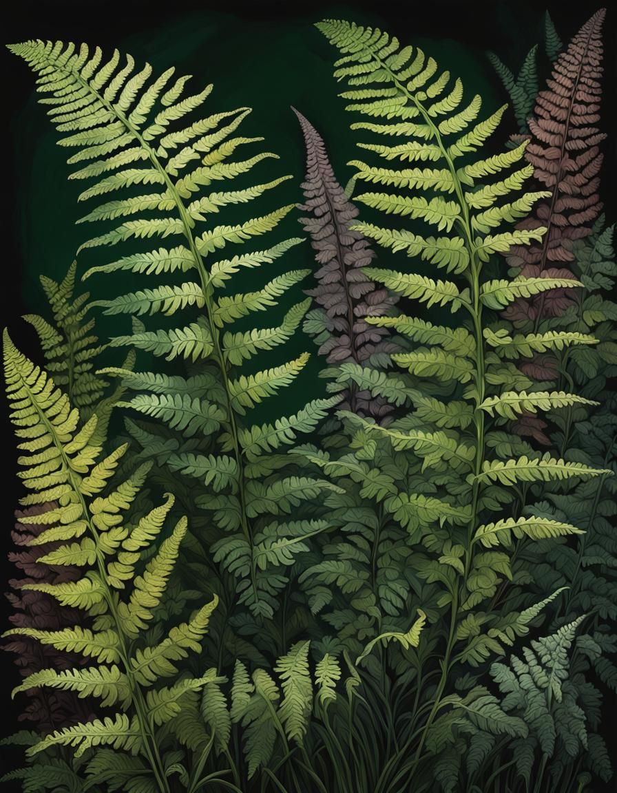 Victorian Botanical Print of Ostrich Ferns
