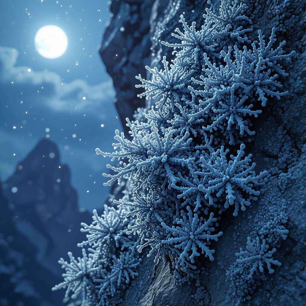 Sparkling Starveil Lichen on Rock, Fantasy Concept Art