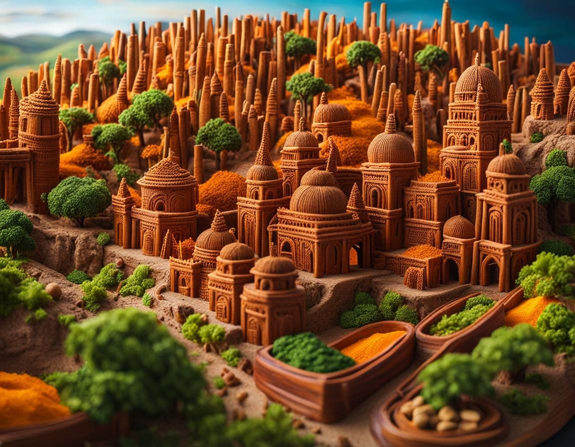 Spice Cityscape: Aromatic Fantasy Architecture