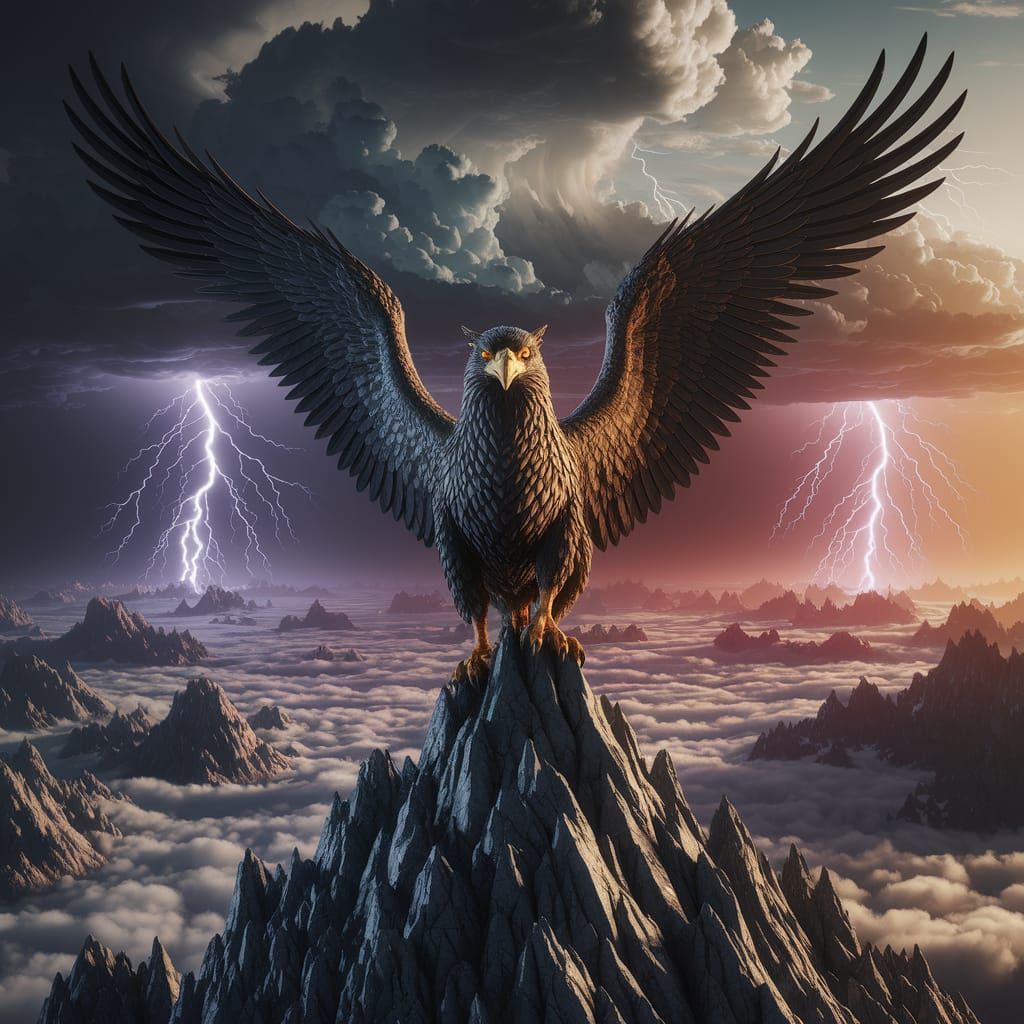 Majestic Griffin on Mountain Peak in Epic Fantasy Style