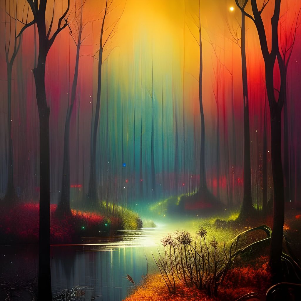 Mystical Rainbow Forest Art