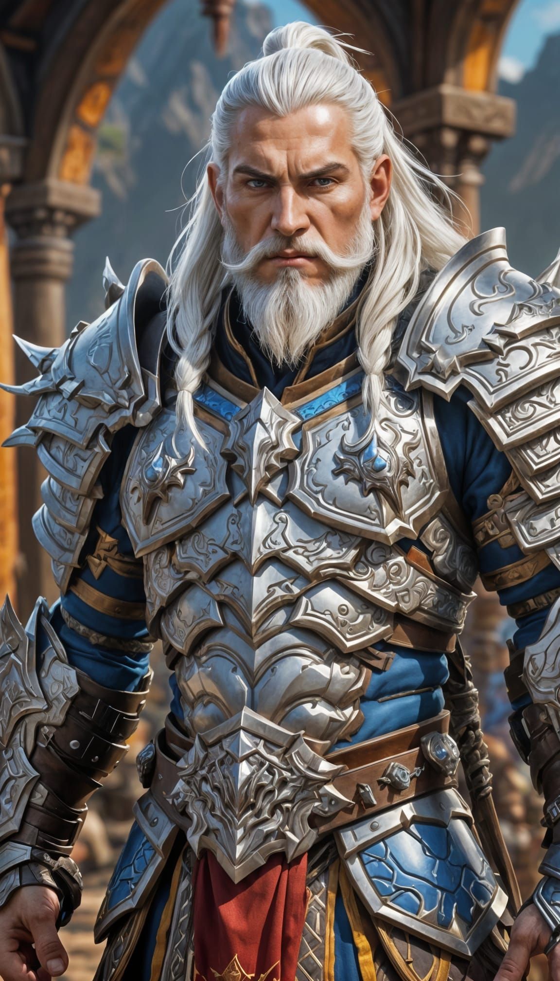 Epic Fantasy Warrior in Intricate Armor, Warcraft Style