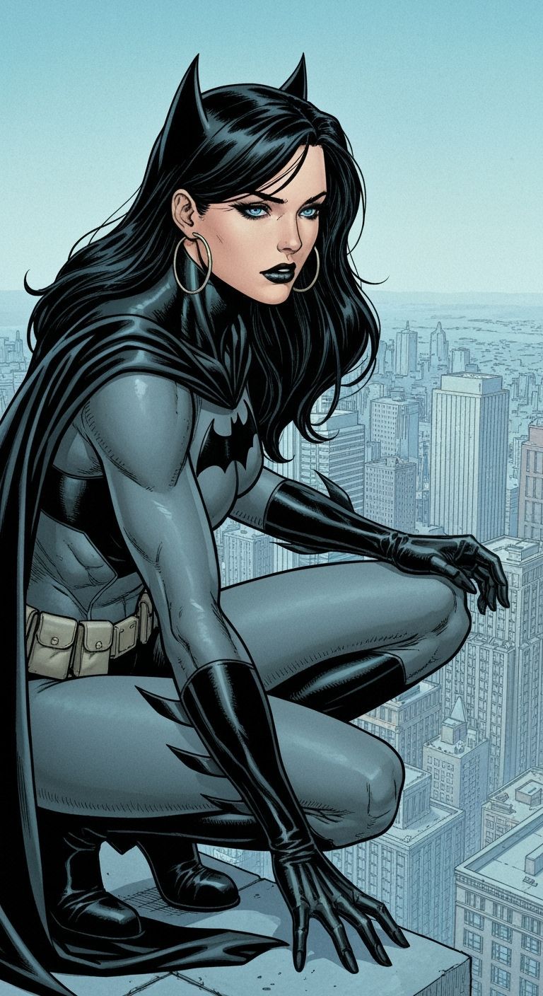 A Beautiful Female Batman in Comic Book Art