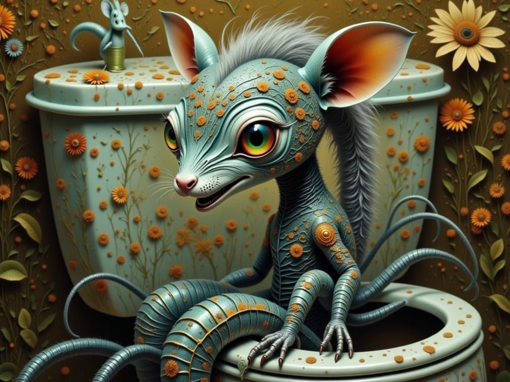 Whimsical Hybrid Creature in a Mundane Setting