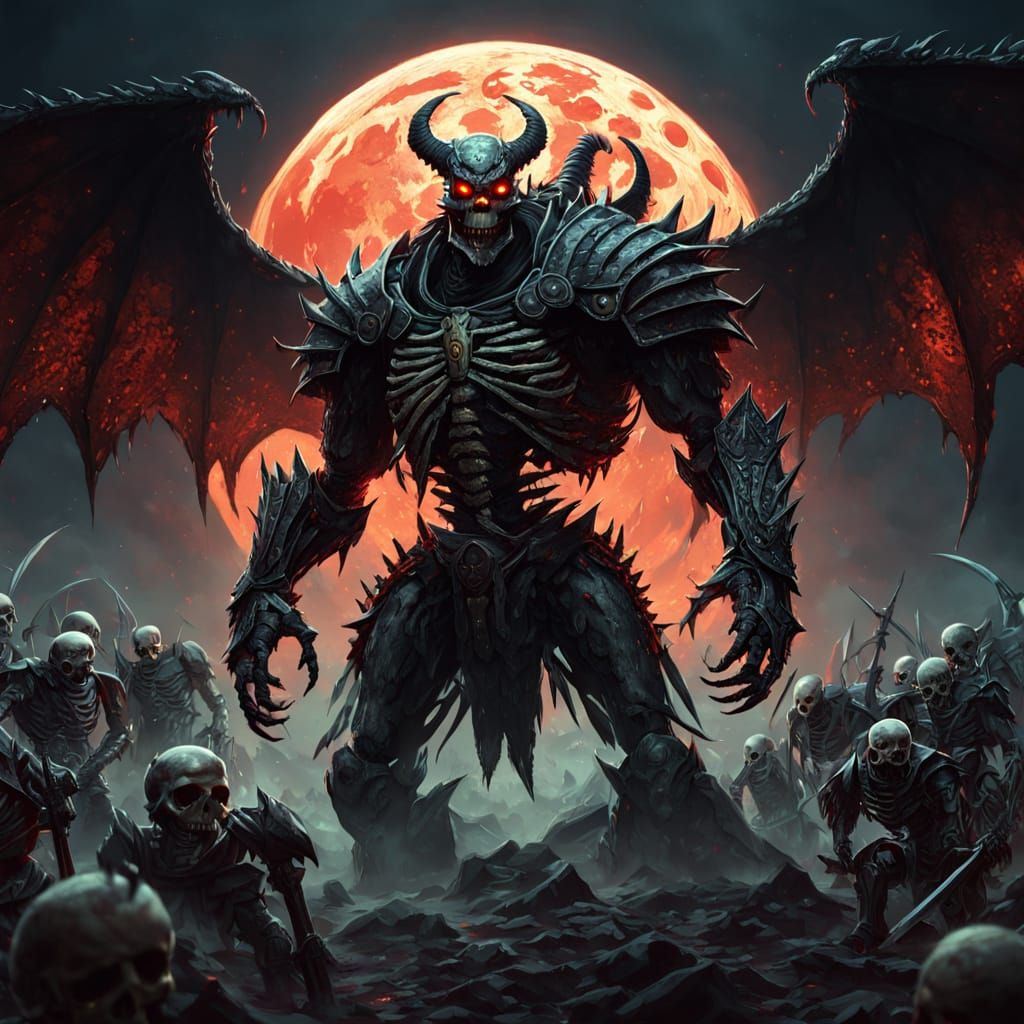 Ethereal Monster in Lava Hues with Black Wings, Golden Scale...