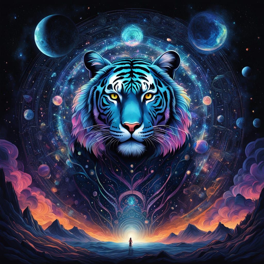 Mystical Tigers in Cosmic Dance