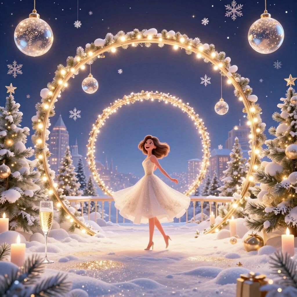 Magical New Year's Eve Cityscape with Fairy Tale Glow