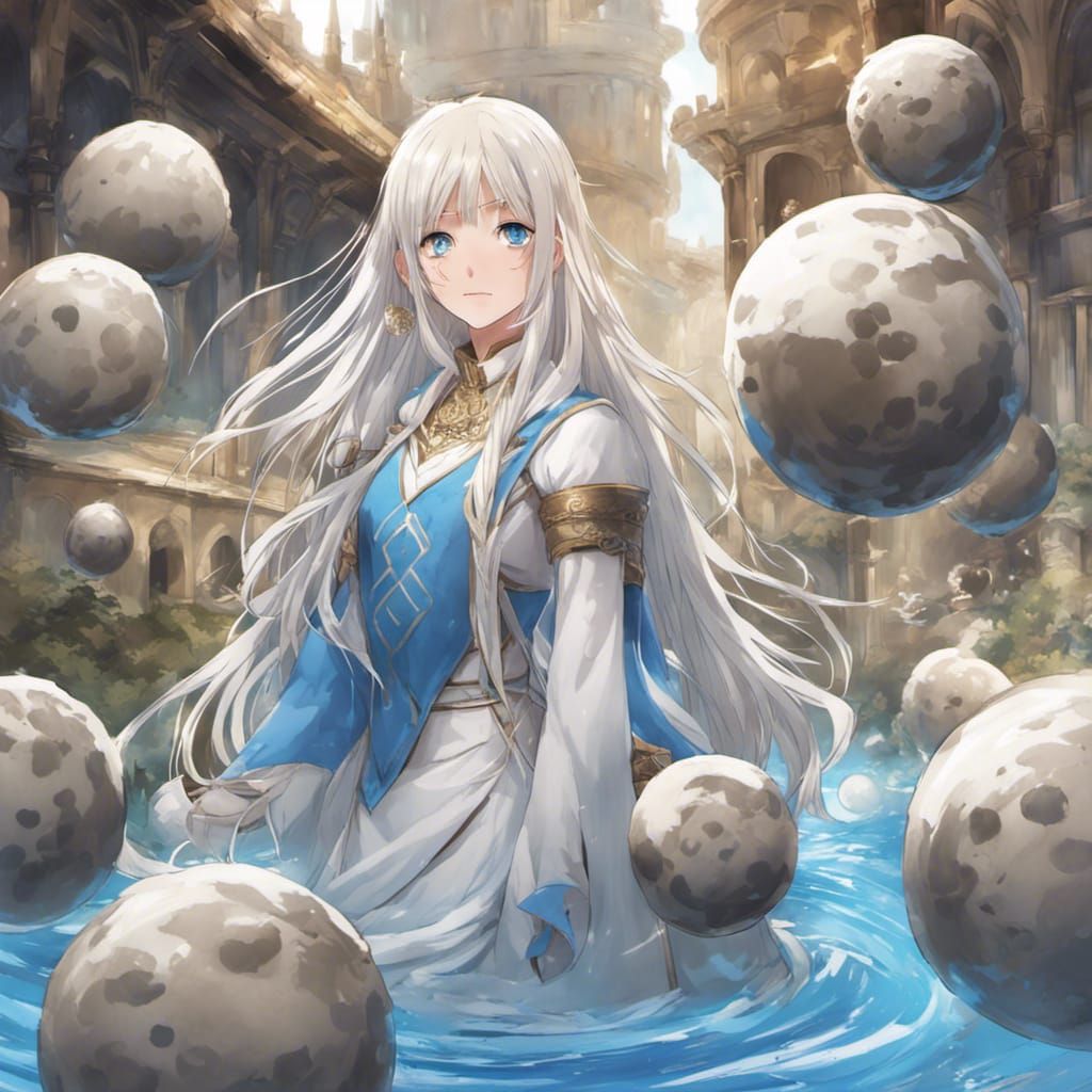Anime Girl with Mud Balls near Castle