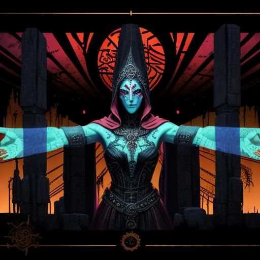 Mystical Temple Ritual in Steampunk Style