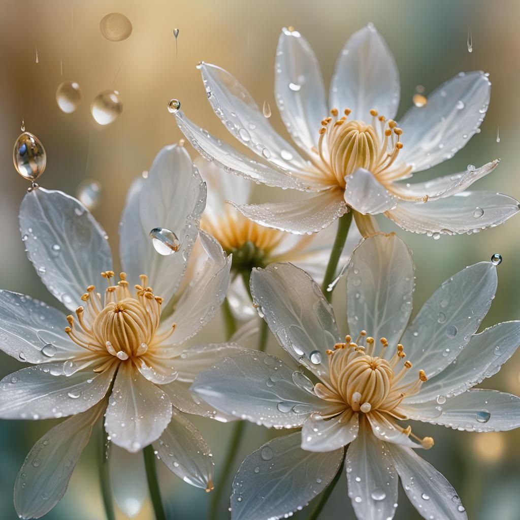 Shimmering Translucent Flowers in Macro Photography