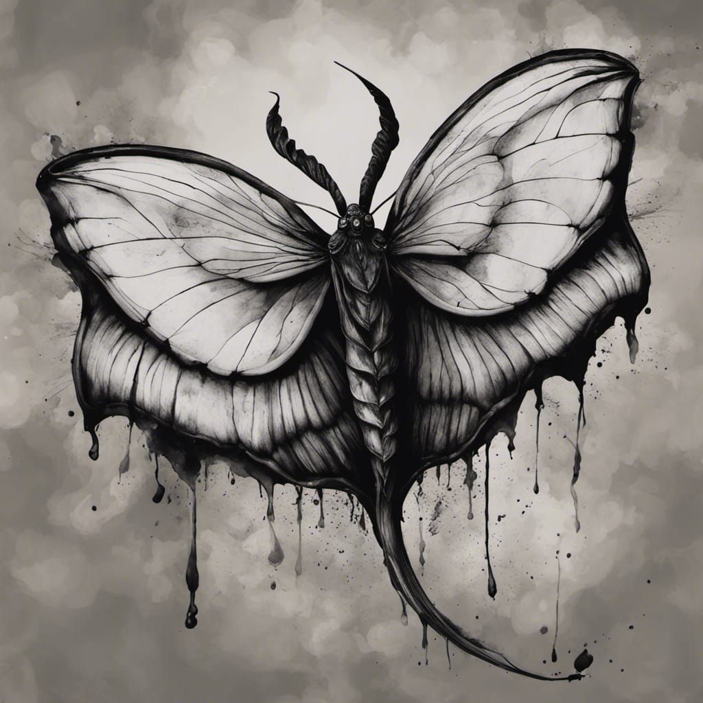 Mystical Luna Moth in Inky Black Art