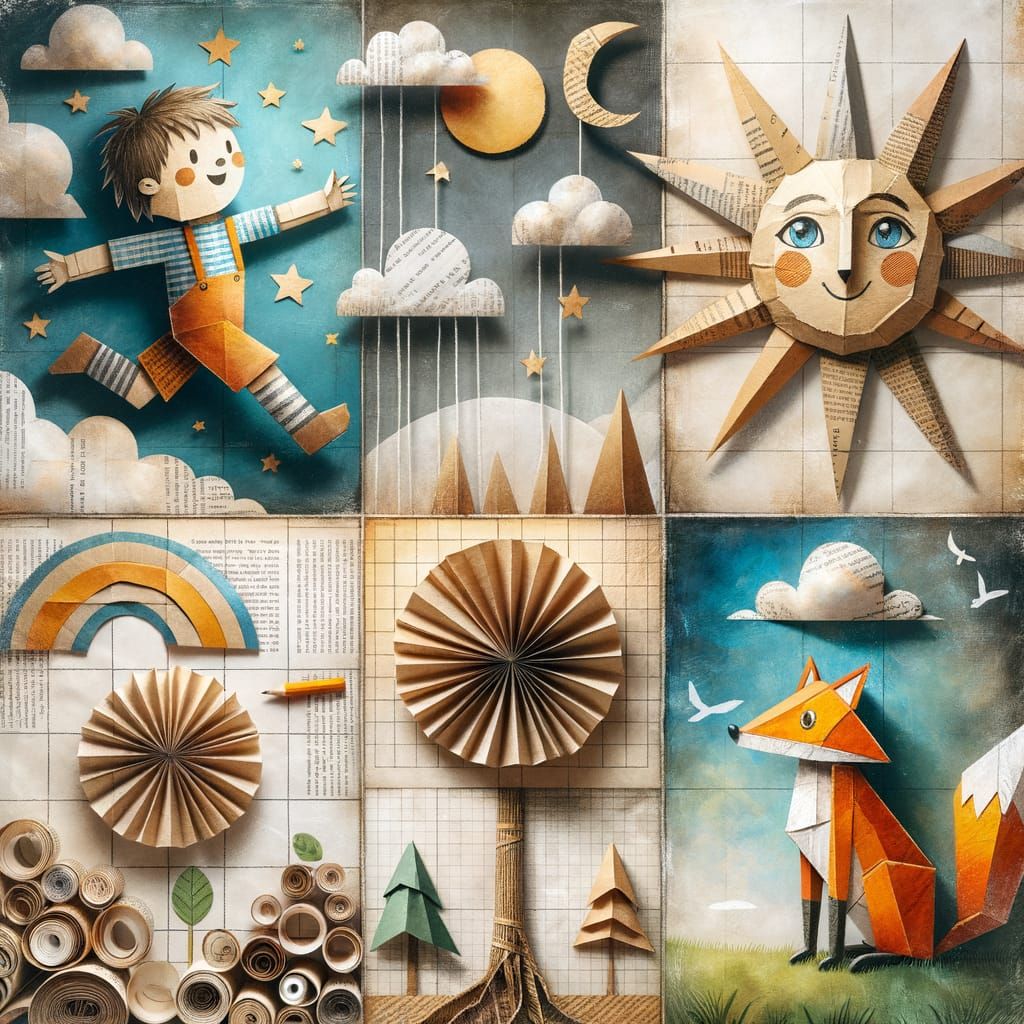 Nostalgic Papercraft Collage with Book Page Child