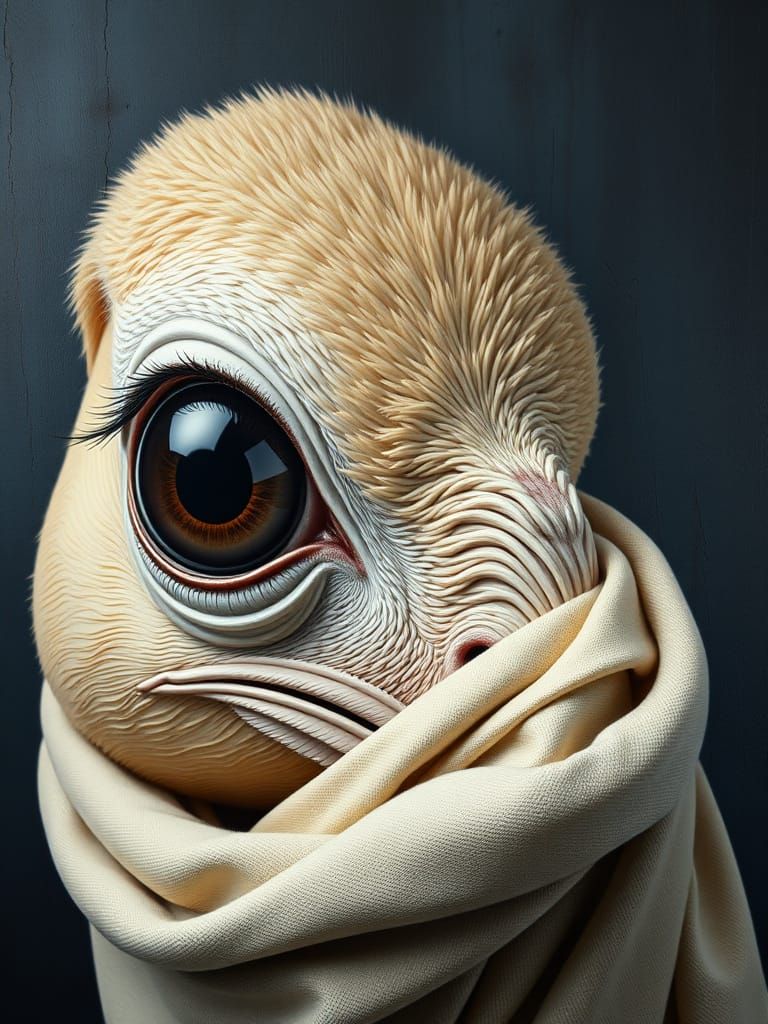 Grotesque Green Eye with Intricate Texture and Weathered Fab...