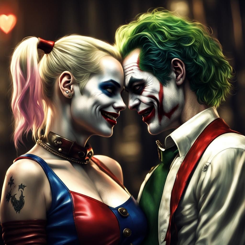 Harley Quinn and the Joker in a Romantic Surrender