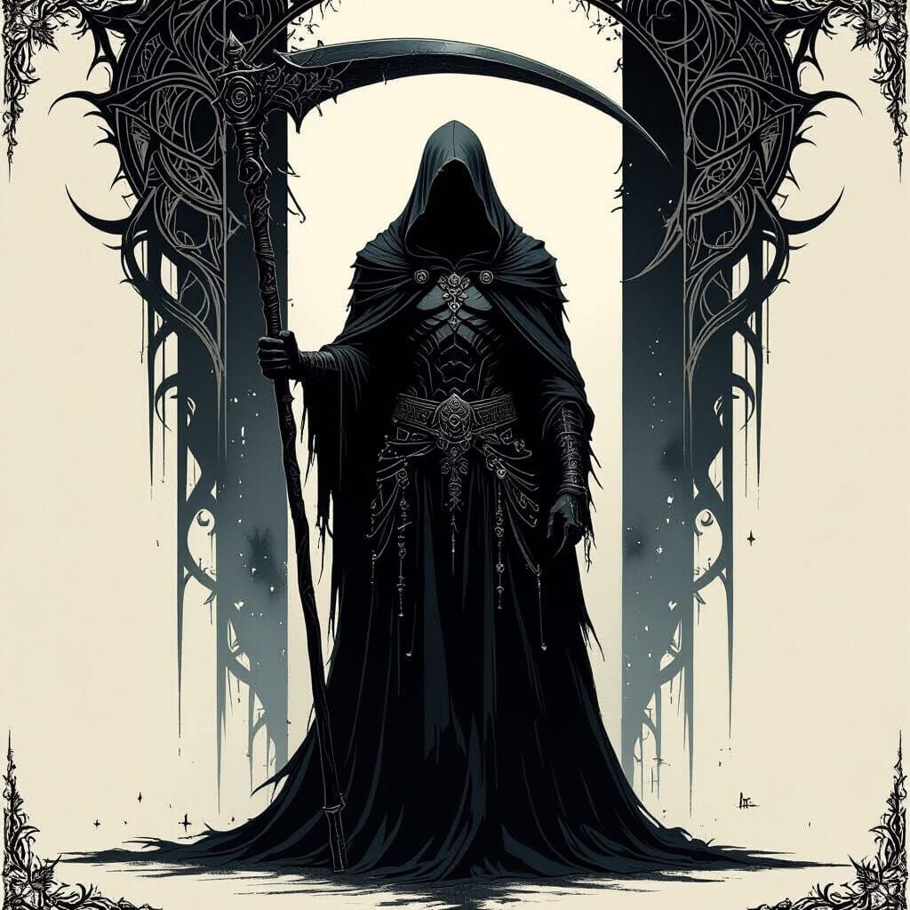 Grim Reaper Dark God Tattoo Design