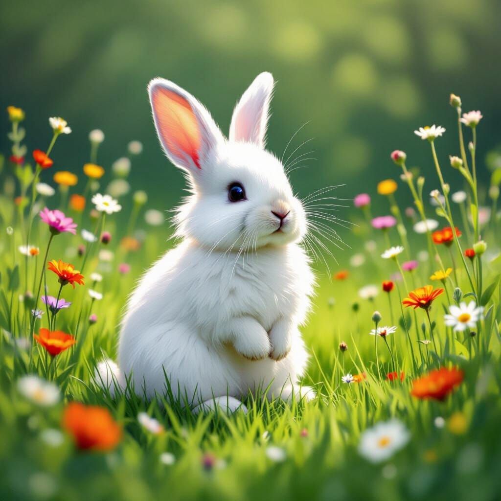 Rabbit in Meadow, Beatrix Potter Style