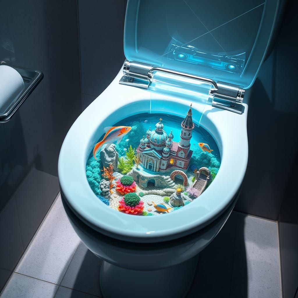 Surreal Aquarium Toilet in Modern Bathroom