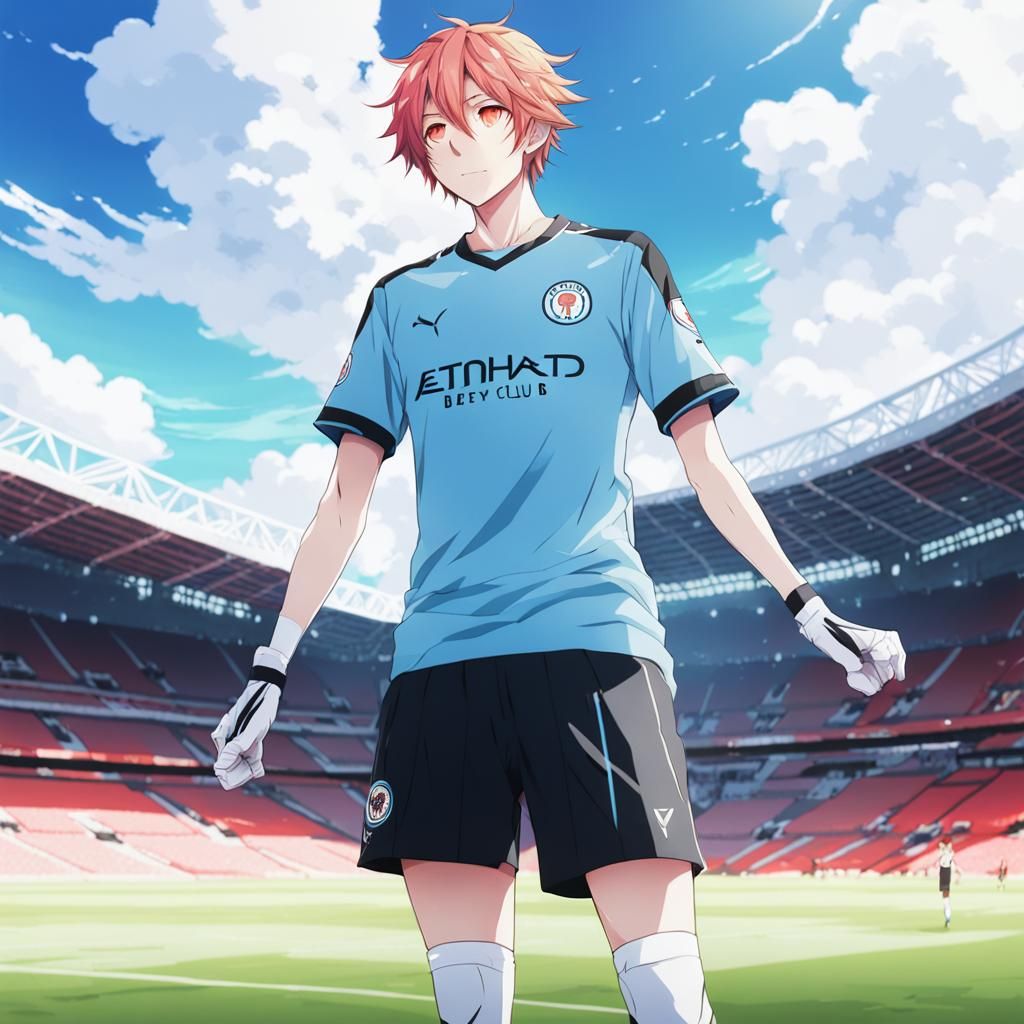 Anime Couple in Football Shirts, 4K Art