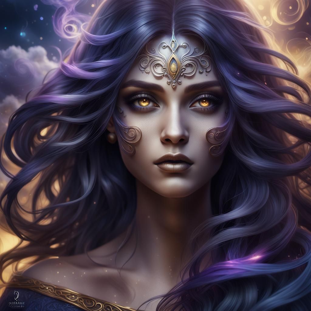 Smoky Woman Portrait in Fantasy Concept Art