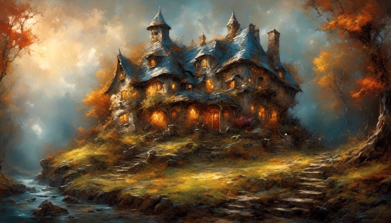 Fairytale Cheese House in Storybook Landscape