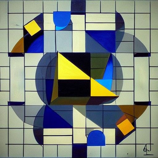 Abstract Oil Painting of Imaginary Numbers in Cubist Style