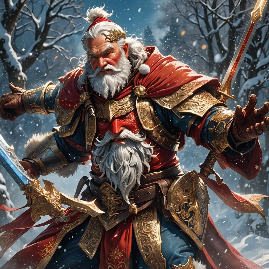Armored Santa Claus with Great Sword: Hyperrealistic Concept...