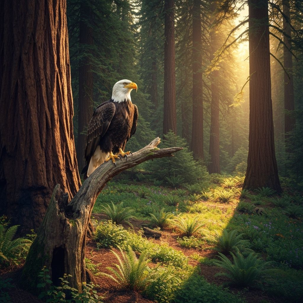 Griffin Perched on Snowy Peak at Sunset