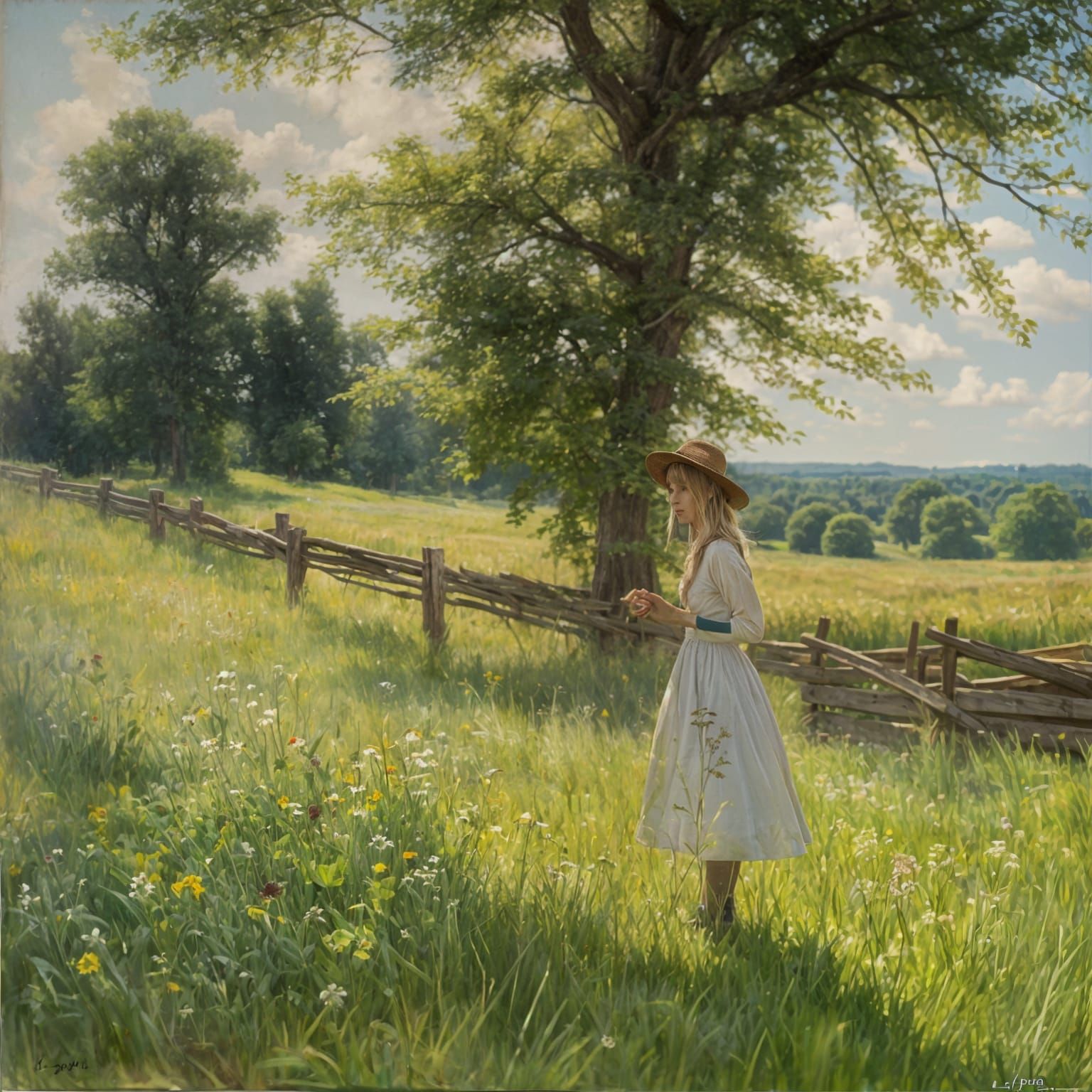 Amelia Contemplates a Summer Day in a Rustic Setting