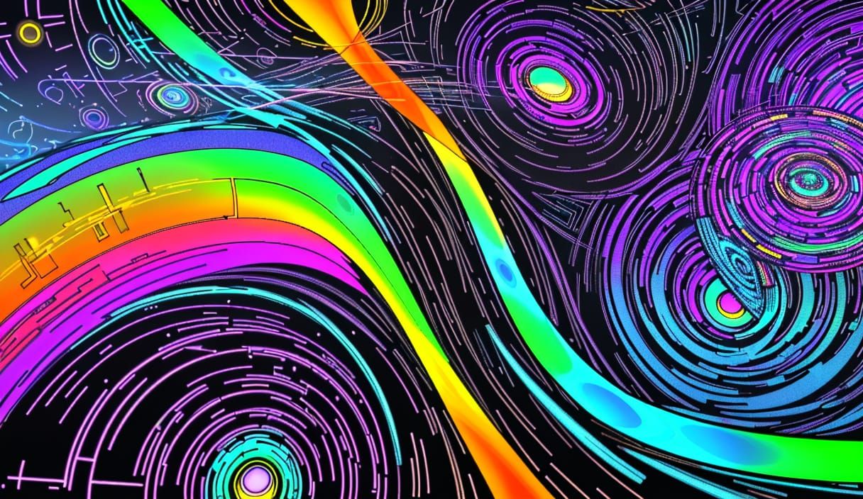 Kaleidoscopic Garden of Time in Vibrant Abstract Art