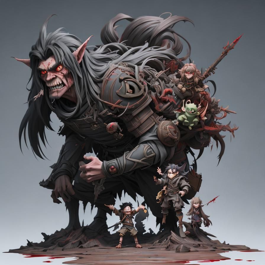 Anime Goblin with Blood in 3D Style