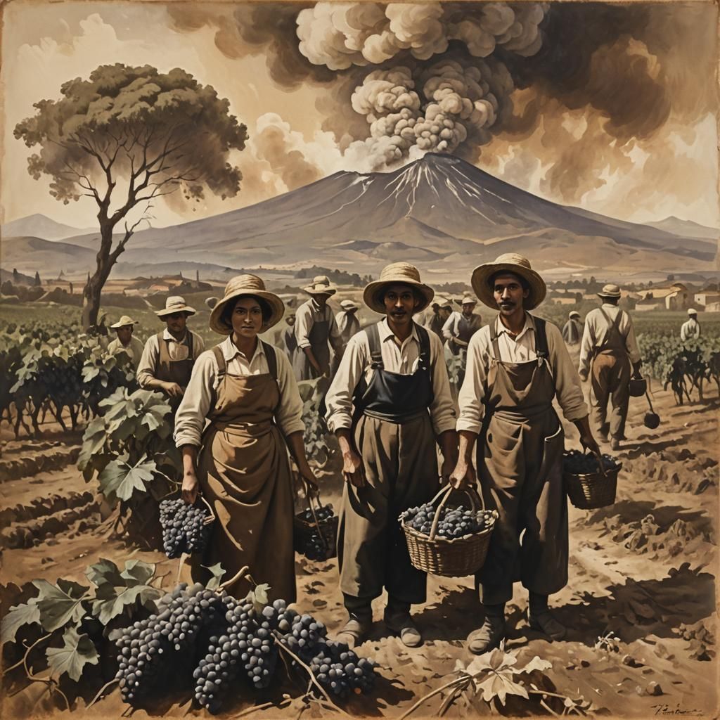 Vintage Portrait of Sicilian Grape Harvesters