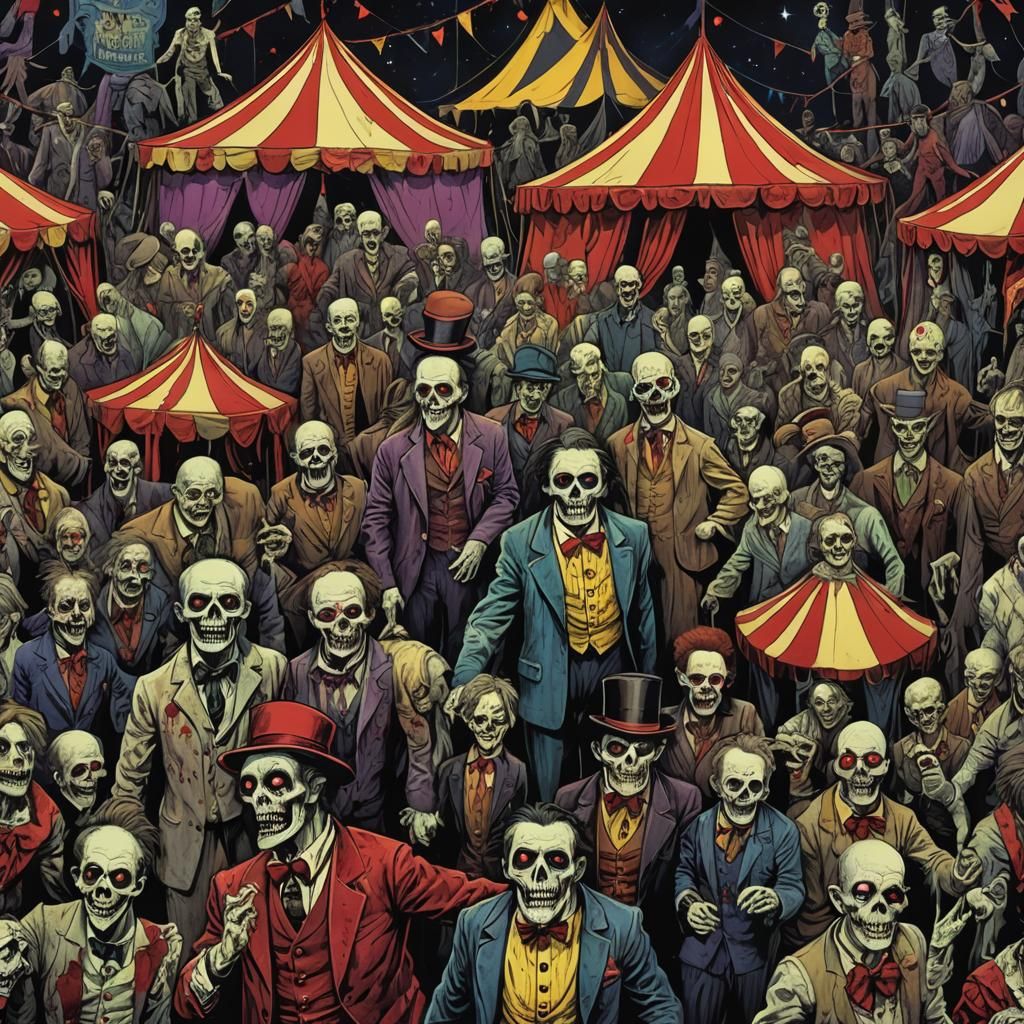Undead Circus in Junji Ito Style