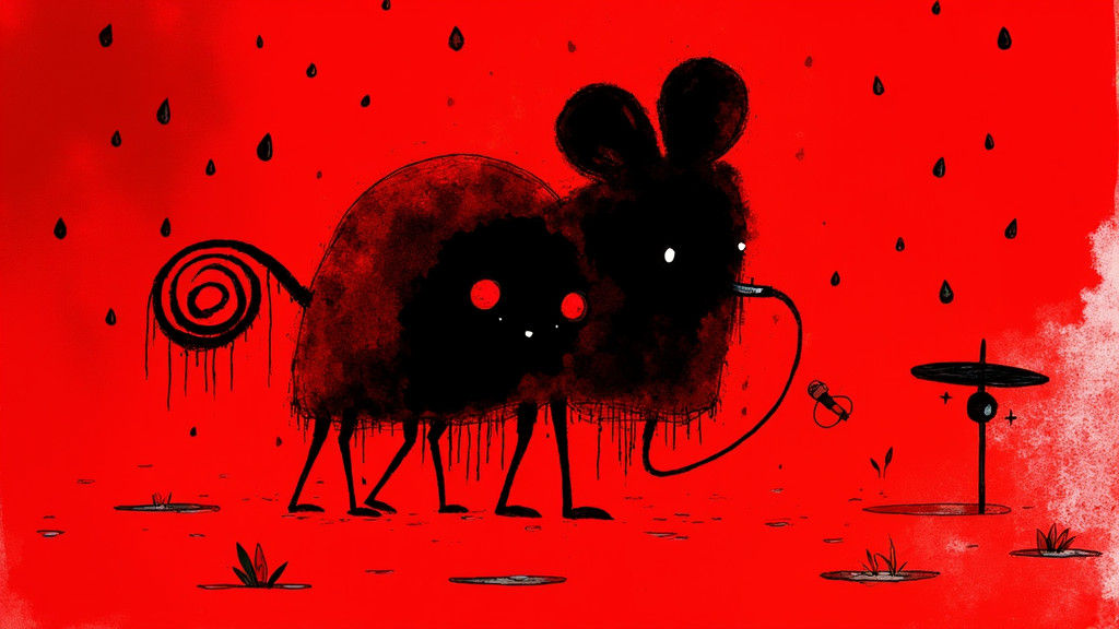 Mausbaby Singing in the Rain, Watercolor Style