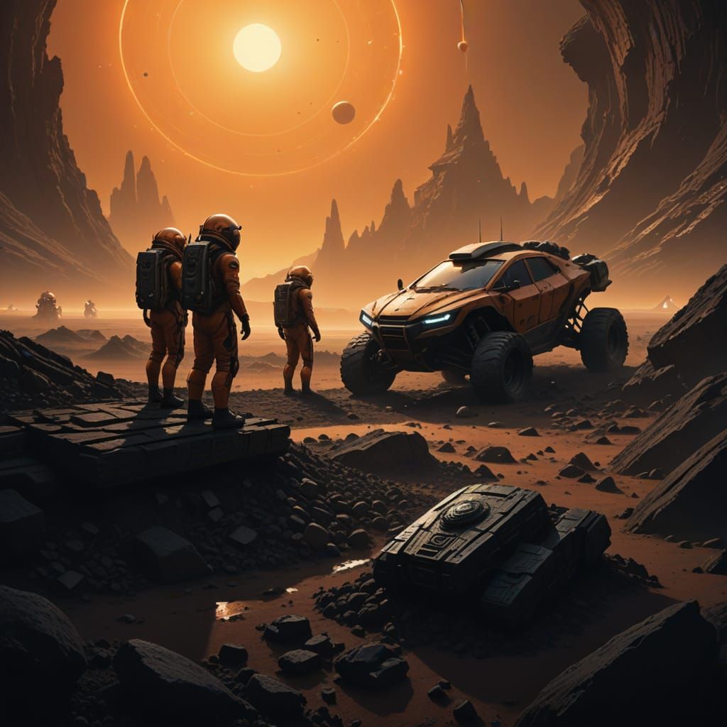 Abandoned Titan Colony in Eerie Science Fiction Landscape