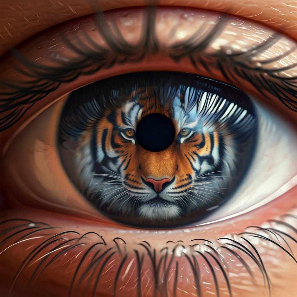 Golden Tiger's Gaze in Indigo Eye