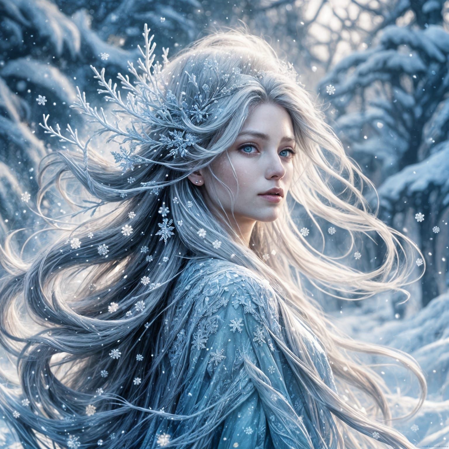 Winter Goddess in Snowflake Crown