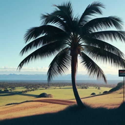Palm Tree with JOEYWOOD Sign in Distance