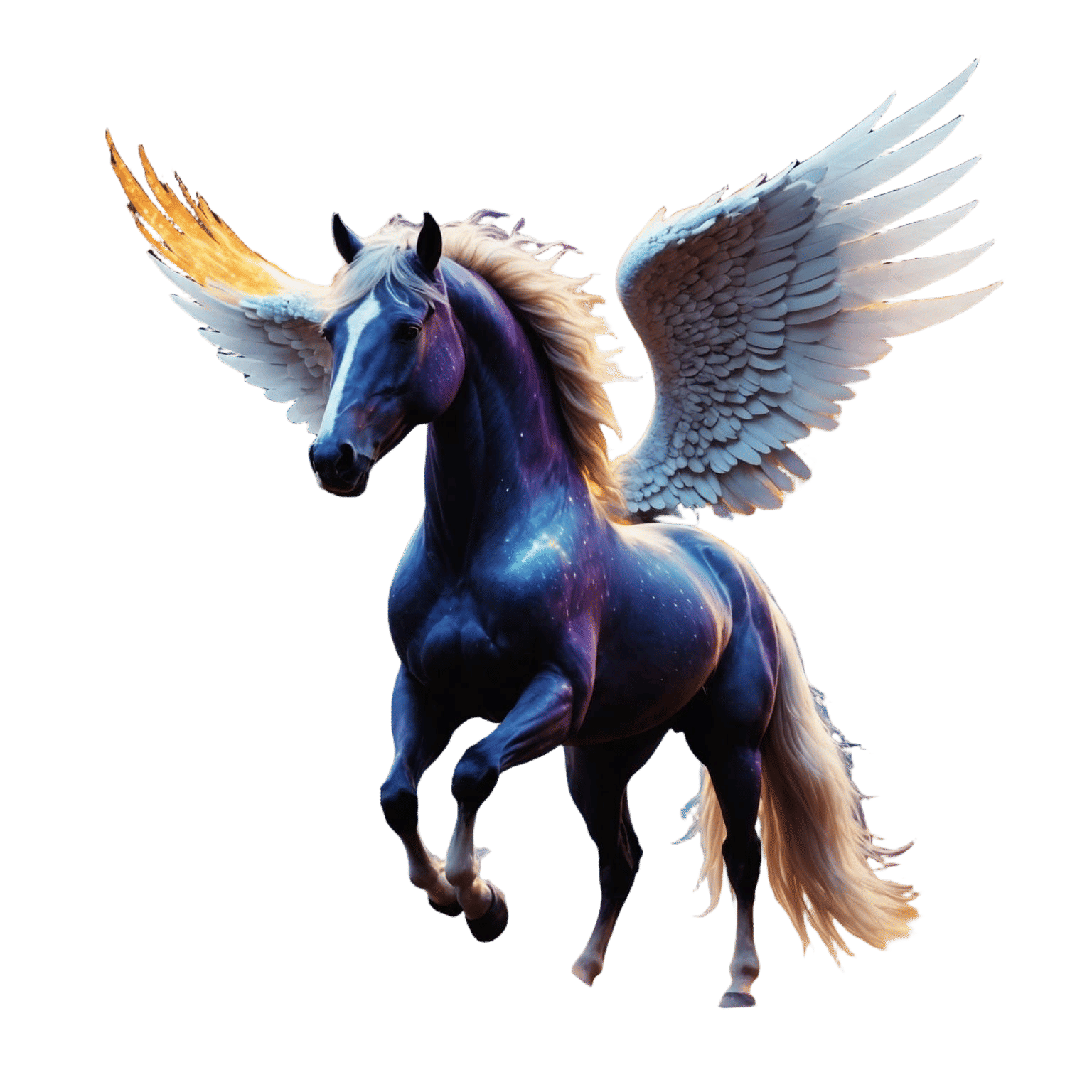 Winged Horse Amidst Cosmic Nebula: Digital Art
