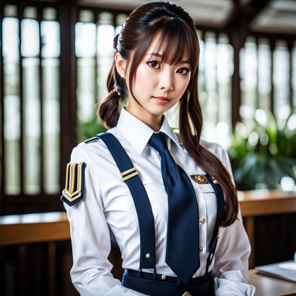 Beautiful Japanese Schoolgirl Portrait in Modern Style