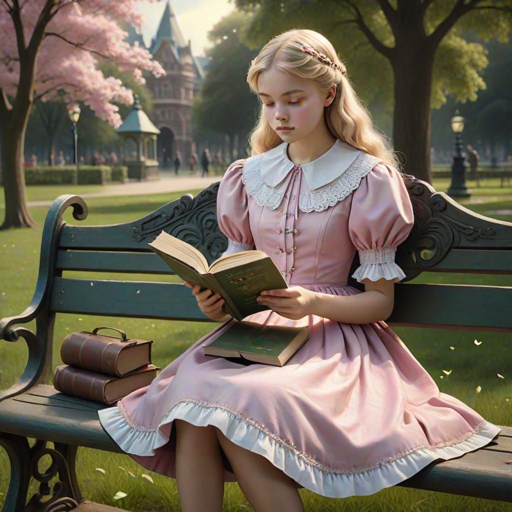 Stunning Princess in a Whimsical Park Scene, in Epic Digital...